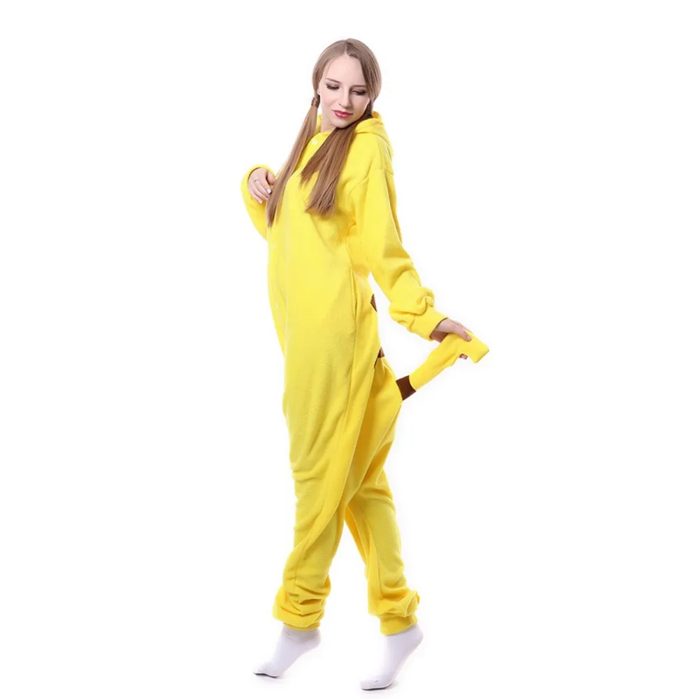 Флисовая Пижама унисекс для взрослых кигуруми костюм для косплея животных комбинезон Пикачу одежда для сна