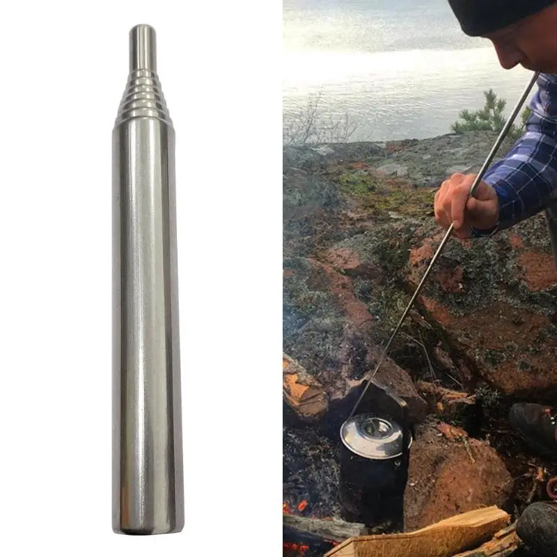 

Stainless Steel Outdoor Pocket Bellows Collapsible Air Blasting Campfire Fire Tool for convenient carry