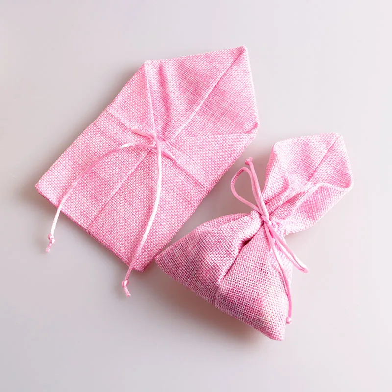 10PCS Natural Jute Burlap Drawstring Bag Jewelry Gift Candy Bags Knife&Fork Bag Home Wedding Party Decoration Supplies Kids Gift 