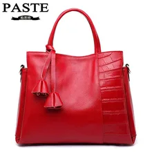 New Fashion Genuine Leather Handbag Luxury Brand PASTE Cowhide Tassel Women’s Messenger Bags Casual Tote Shoulder Crossbody Bag