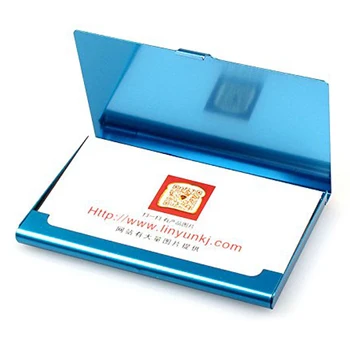 

Creative Aluminum Holder Useful Box Cover Credit Business Card Wallet (Blue)