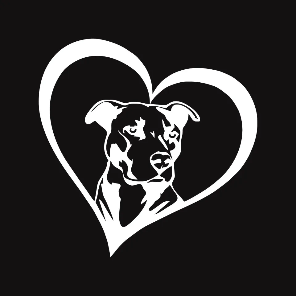 PITBULL HEART Animal Car Stickers Decals Creative Fashion Car Styling Decoration Accessories Black Silver Laser 15.215 (6)