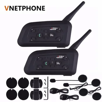 

Vnetphone 2PCS V6 1200M Motorcycle Bluetooth Helmet Interphone for 6 riders BT Wireless Intercom Waterproof Headsets MP3