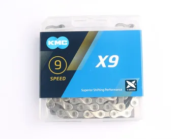 

KMC X9 X9.93 MTB Road Bike Silver Chain 116L 9 Speed Bicycle Chain Magic Button Mountain With Original box for Shimano/SRAM