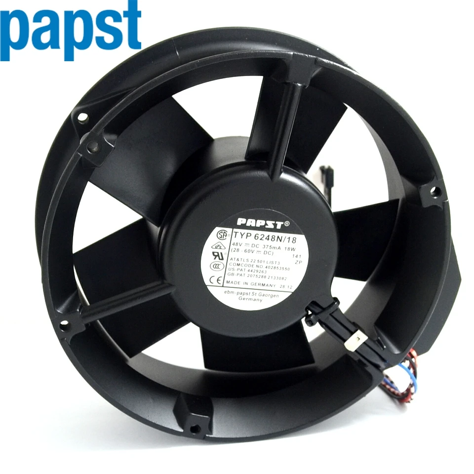 6248N/18 DC 48V 375mA 5-wire 6-pin connector 120mm Server Cooling Round fan 6248N/18 DC 48V 375mA 5-wire 6-pin connector 120mm Server Cooling Round fan