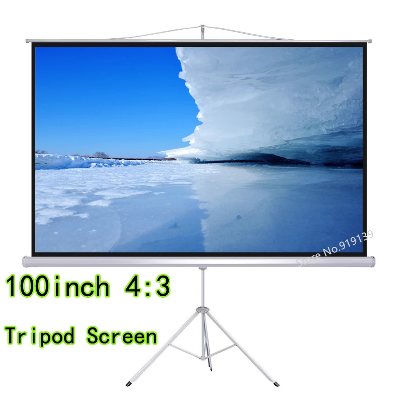 High Definition 100 inch 43 Tripod Projector Screen Portable Floor