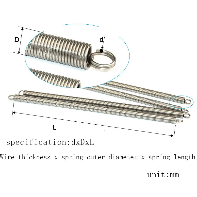 1 шт. мм 2,0 мм диаметр проволоки Натяжная пружина линейная нержавеющая сталь маленькие Натяжные пружины 12 мм-мм 20 мм внешний диаметр мм 300 мм