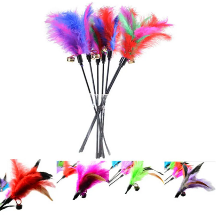 

1PC Cat Toys Soft Colorful Cat Feather Bell Rod Toy for Cat Kitten Funny Playing Interactive Stick Toy Pet Cat Supplies