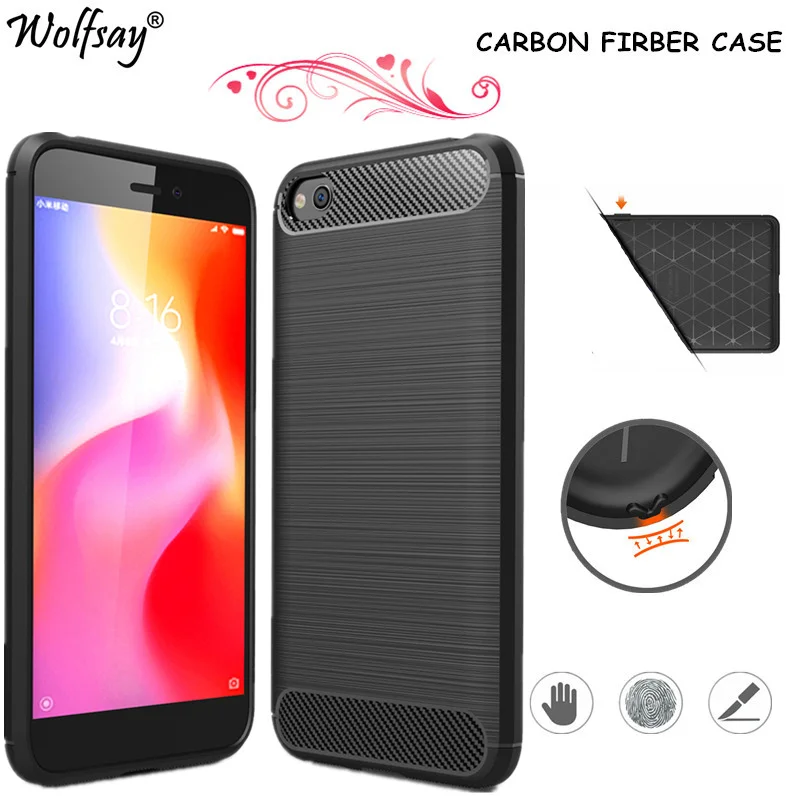 Carbon Fiber Cover For Xiaomi Redmi GO Case Rubber Bumper Silicone Phone Cases Back 5.0&quot | Мобильные телефоны и