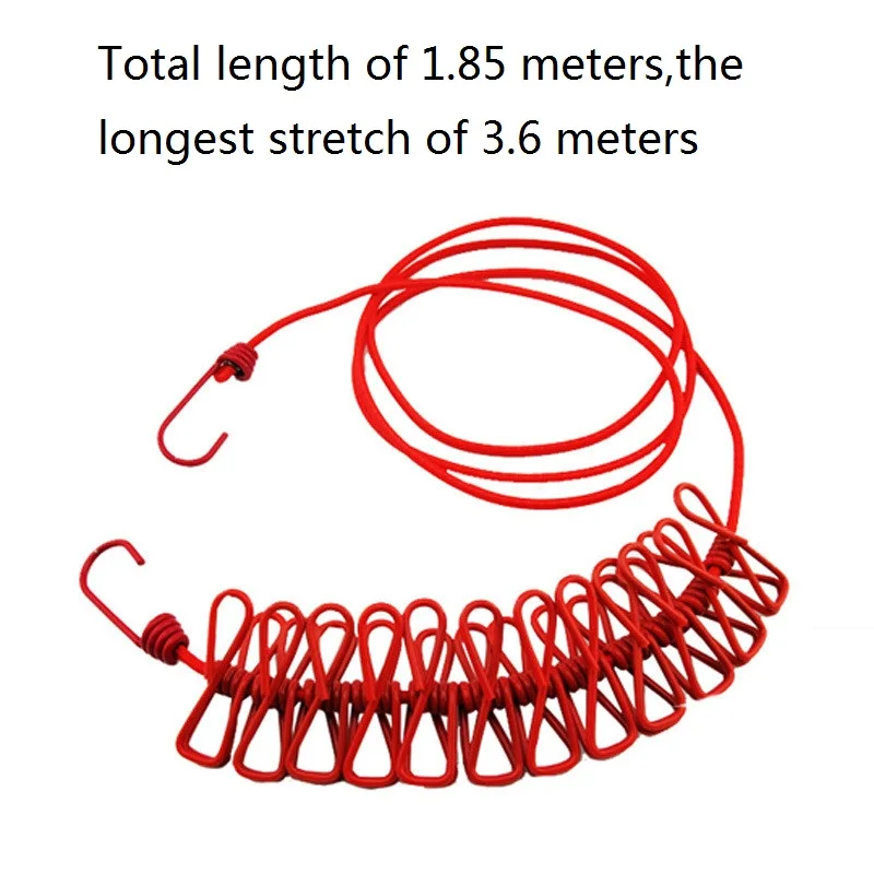 Для путешествий портативный бельевой зажим для одежды носки вешалка для белья Масштабируемая ветрозащитная эластичная веревка с 12 зажимами LZ0681