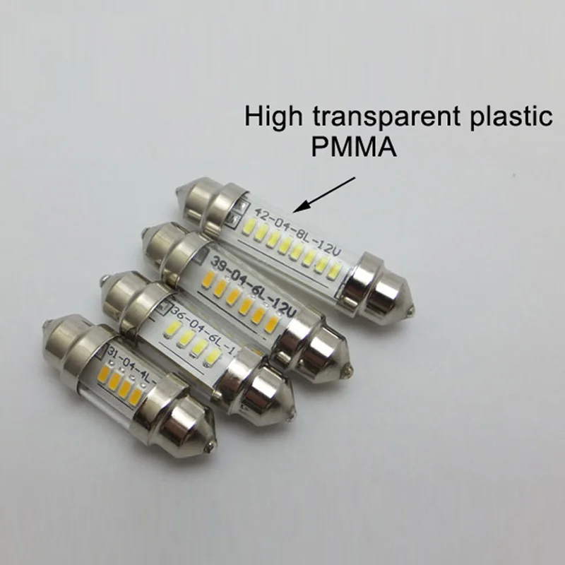 Авто C5W 6V Светодиодный светильник 12V 24V трубчатое основание интерьер Светильник лампы 31 36 мм 39-42mm 24V светодиодный чтение светильник лампы для автомобилей