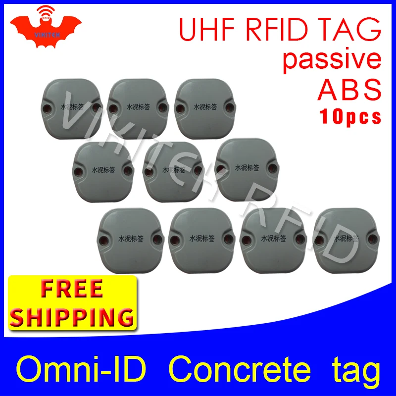 UHF RFID бетонная метка omni-ID 915 м 868 МГц Impinj Monza4QT 10 шт. прочные ABS смарт-карты Пассивные RFID beton метки
