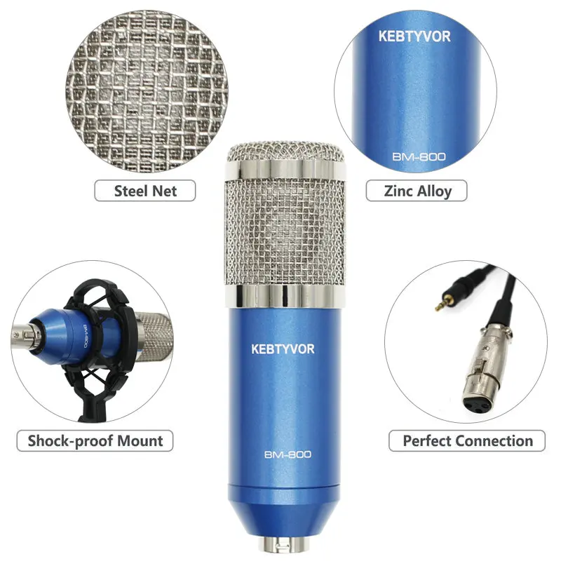 BM 800 микрофон для караоке конденсаторный комплекты микрофона для компьютера аудио студии вокальный Rrecording Mic