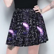 Плиссированные юбки в готическом стиле с буквенным принтом и математической формулой для женщин и девушек, мини-юбки в стиле панк летняя модная юбка темного цвета