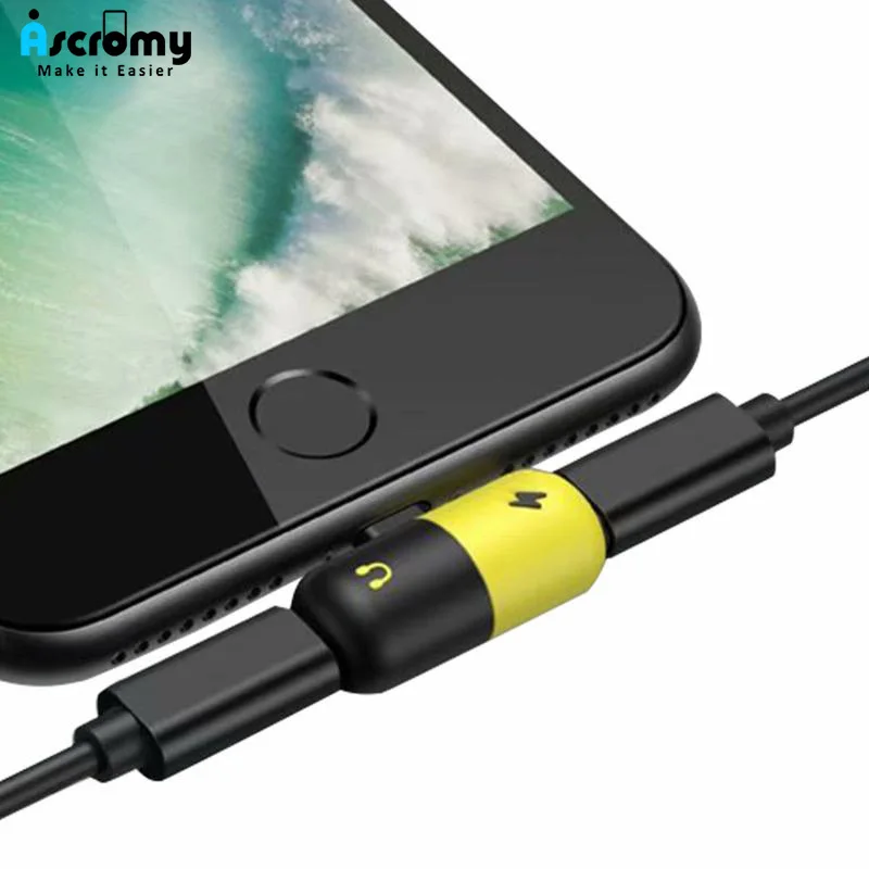 

Ascromy 2 in 1 Dual Ports Adapter Splitter For Apple iPhone X XR 8 7 Plus 8Plus XS Max Headphone Jack Aux Audio Charger Adaptor