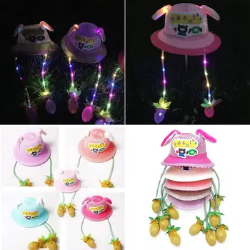 

LED Light Up Caps Glowing Hats Lightning Hat led Light Illuminated Toy Cute Moving Rabbit Ears Kids Hat Toys For Party Christmas