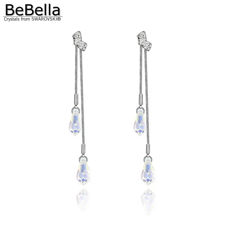 Женские Висячие серьги BeBella прозрачные висячие с кристаллами Swarovski модные