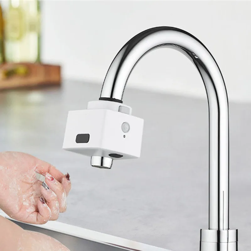 Smart Infrared Sensor Faucet Double Induction Water Filter Aerators Kitchen Water Saving Touchless Automatic Water Out Device