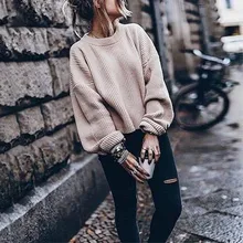 Женский однотонный пуловер с круглым вырезом и фонариком, свитер, Осень-зима, длинный рукав, ropa mujer invierno, robe pull femme hiver