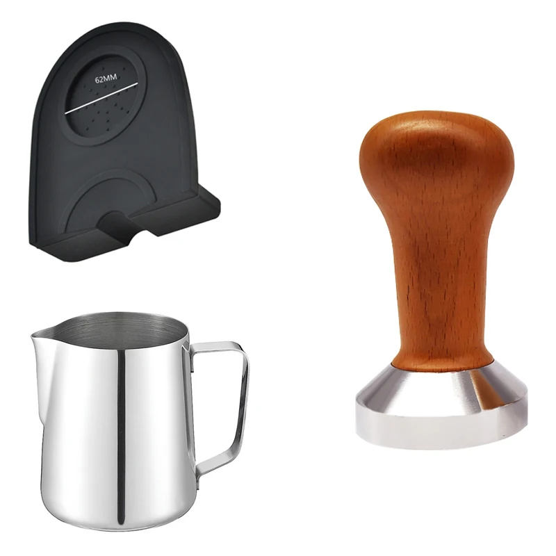 

Food Grade 51mm Coffee Tamper Wooden Handle Barista Espresso maker Grinder Handmade Coffee Silicone Mat Pull Cup