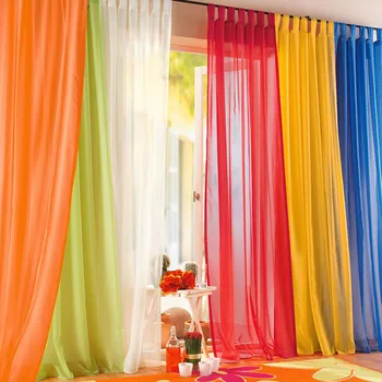 

Tulle curtain finished window screening valance colorful rainbow curtain for home organza sheer voile curtain for living room