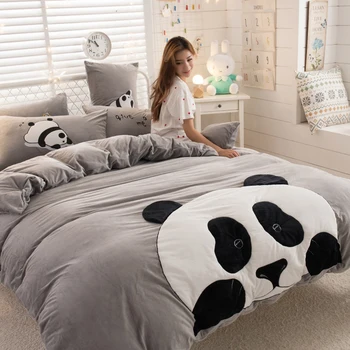 

Textile Flannel Soft Warm Luxury Cartoon Double Bedding Sets Applique Embroidery Princess Duvet Cover Bed Sheet Set Pillowcase