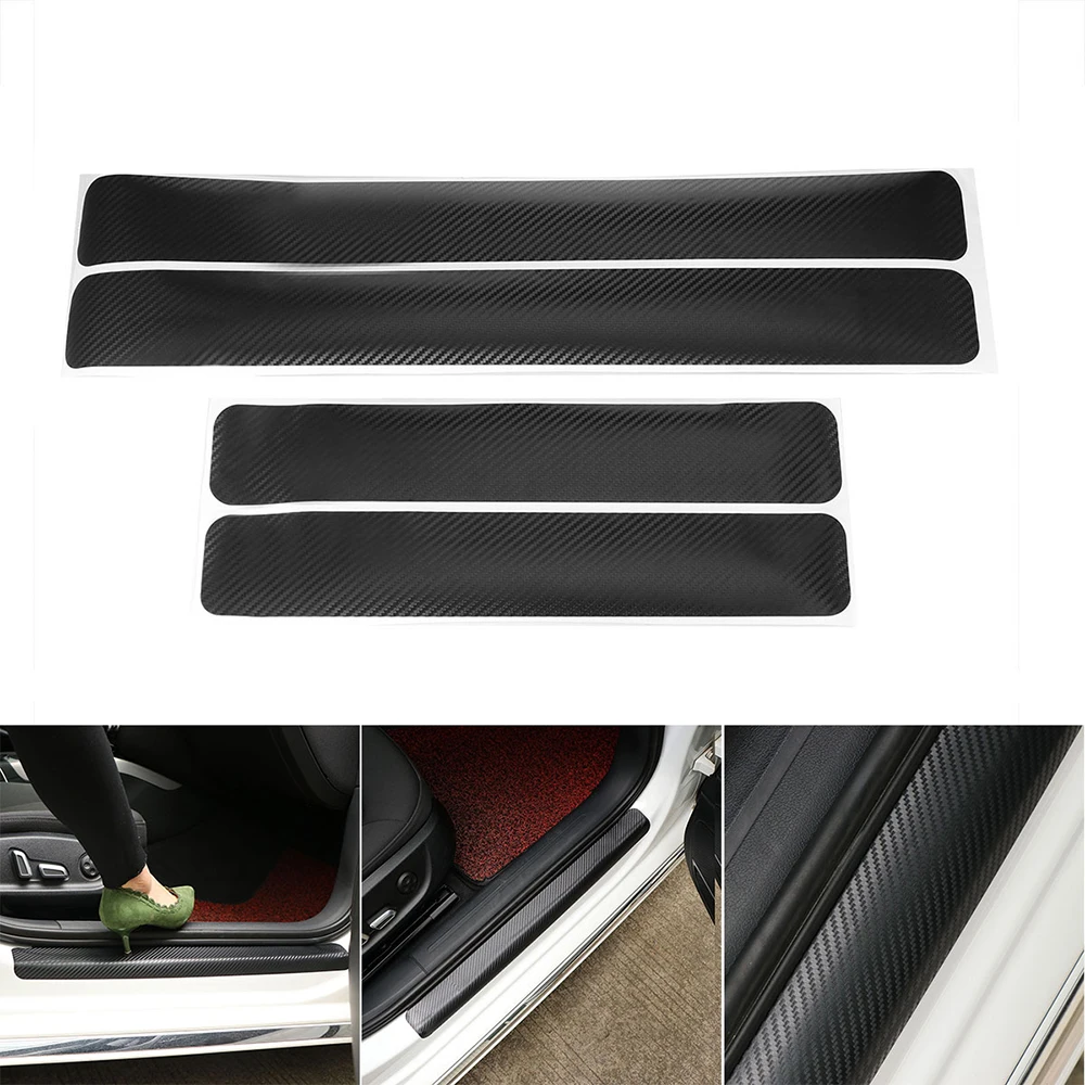 

4pcs Set Car Stickers 3D Carbon Fibre Anti Scratch Scuff Cover with Scraper for All Cars