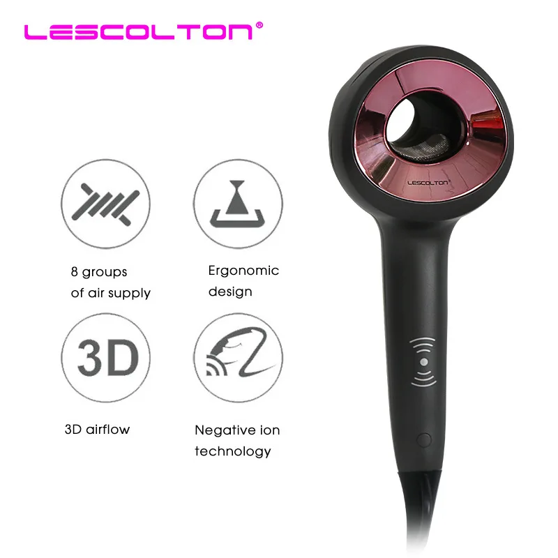 

Lescolton 1600W High Power Practical Design Electric Hair Blow Dryer Hair Dryer Adjustment Bladeless Travel Home Salon Use