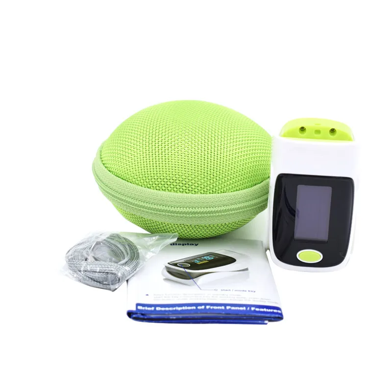 Пальцевой пульсоксиметр с чехлом кончик пальца прибор для измерения давления pulso de dedo светодиодный Пульсоксиметр Saturator Pulsioximetro - Цвет: Green