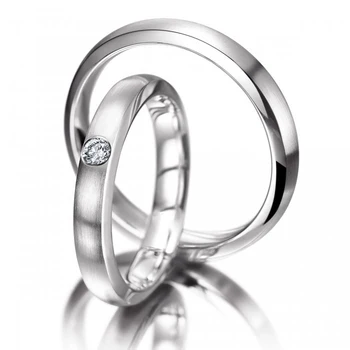 

JH AAS 3mm Satin Solid 14ct 14k White Gold Natural I/I3 0.07ct Diamond Wedding Band Ring Love Forever Classic