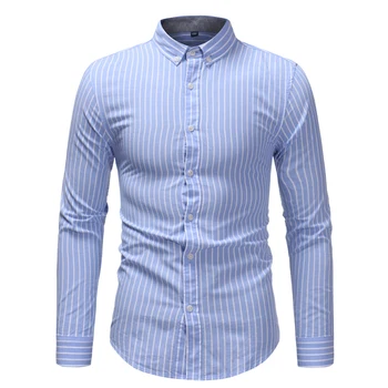 

autumn new Men cotton shirt high quality striped shirt men business casual shirts 4XL