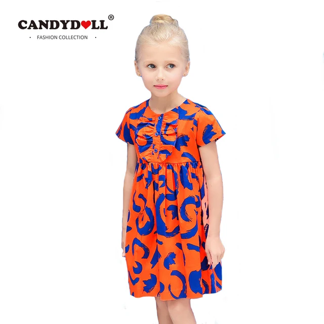 Candydoll Summer Girls Dress Kids Cotton Graffiti Print Costume