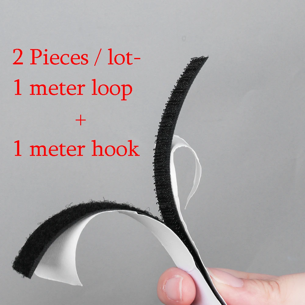 1PC 1Meter Black Durable Hook and Loop Fastener Tape Magic Nylon Sticker Disks Cable Tie Adhesive Strap16/20/30/50mm |