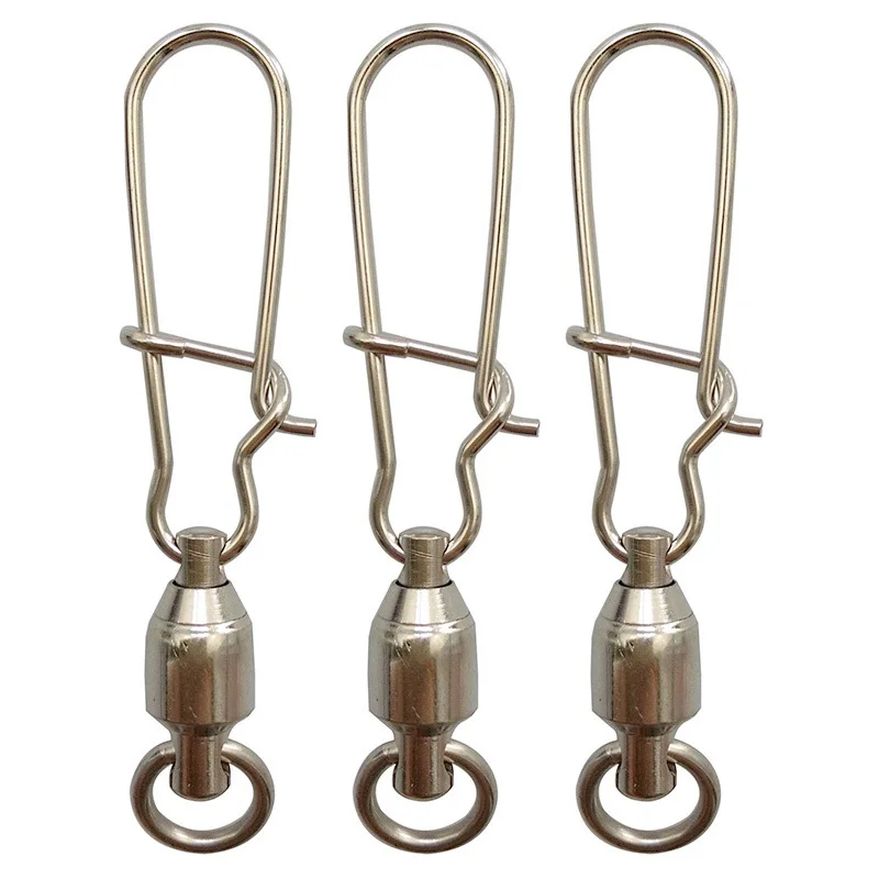 

Hyaena 20pcs/lot Fishing Ball Bearing Swivel Duo Lock Snap Saltwater Fishing Tackle Copper Stainless Steel Strong Welded Ring