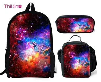 

Thikin Children School Bag Set for Boys Girls 3D Galaxy Star Universe Space Pattern Orthopedic Backpack Kids Book Bags Travelbag