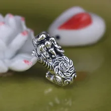 100% 3D 999 srebro Fengshui Pixiu koraliki twarde czyste srebro szczęście bestia koraliki do biżuterii DIY bransoletka Piyao koraliki potężne dla bogactwa
