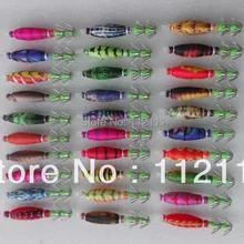 100 шт. блесен, кальмары крюк, рыболовные приманки, fost тела.(много цветов смешанный) 7 см