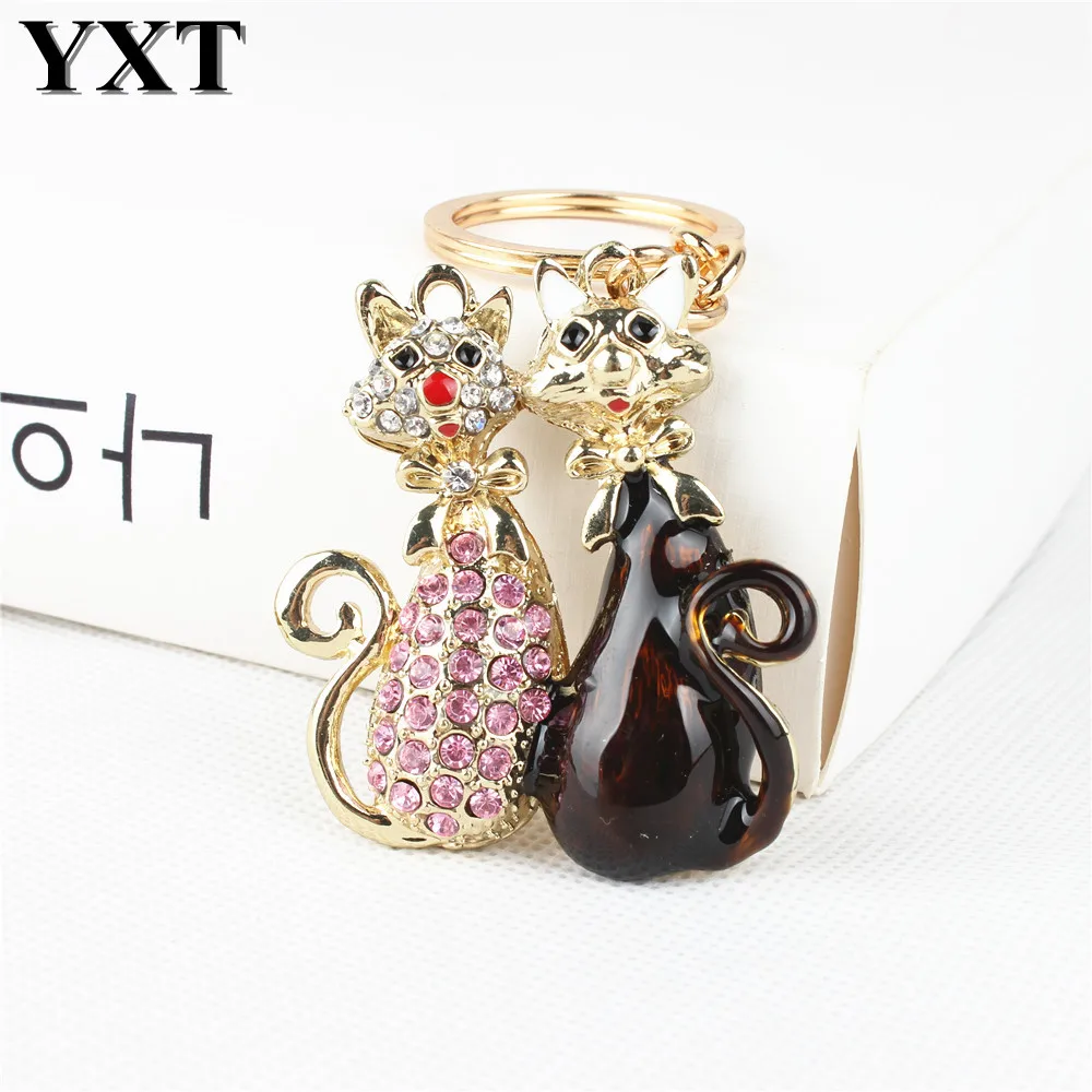 Цепочка для ключей с кристаллами в виде кошки бабочки|key chain women|women key chainkey |