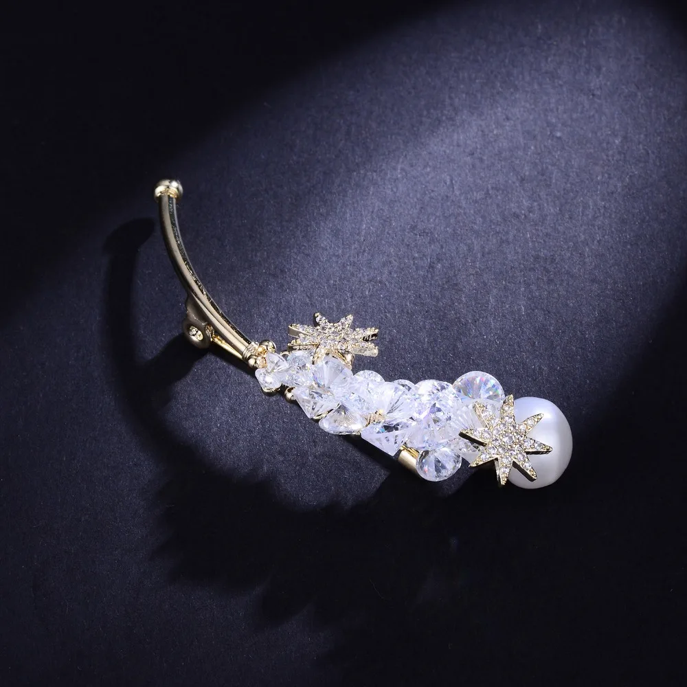 Броши с кристаллами Hongye Bling CZ булавки винтажный стиль Пресноводный Жемчуг