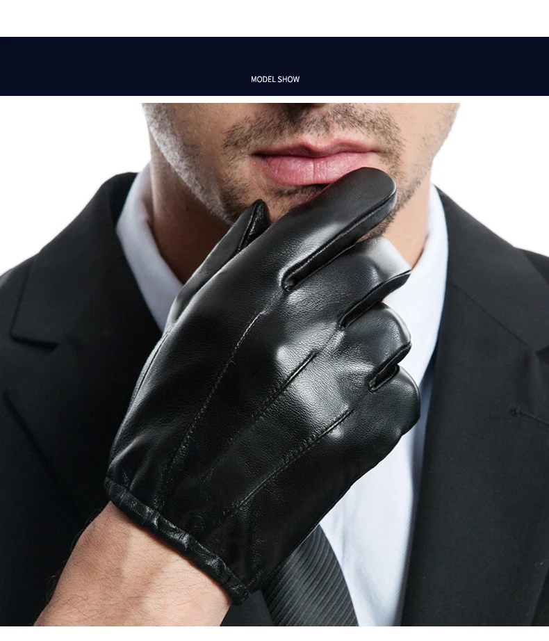 Genuine Leather Gloves Male Sheepskin Gloves Thin Short Style Spring Autumn Touch Screen Driving Man's Mittens MLZ101