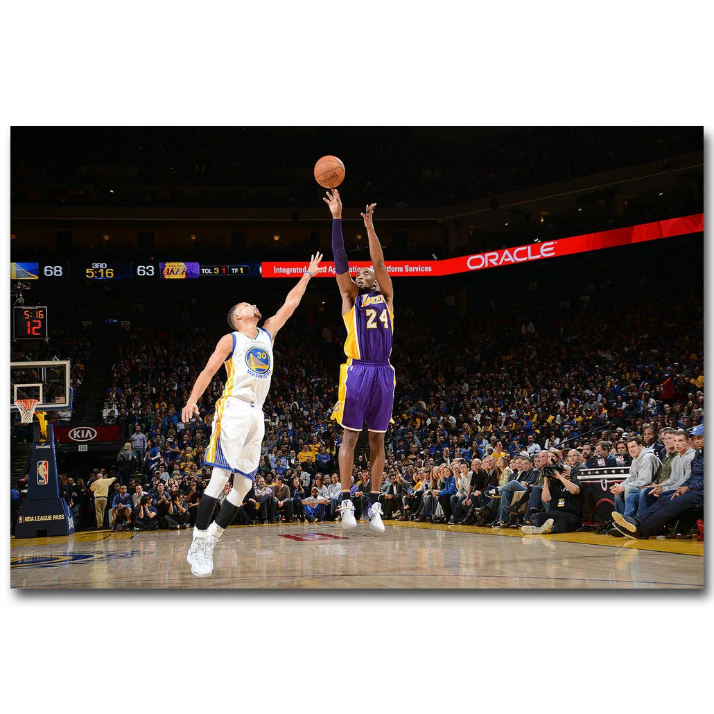 Стивен Карри vs Kobe Bryan Постер для баскетбола из шелковой ткани с принтом 13x20 24x36