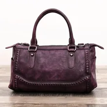 Винтажная ручная работа из натуральной кожи растительного дубления женская сумка с заклепками ретро серьги-гвоздики для девочек Сумка через плечо Дамская Бостонская сумка