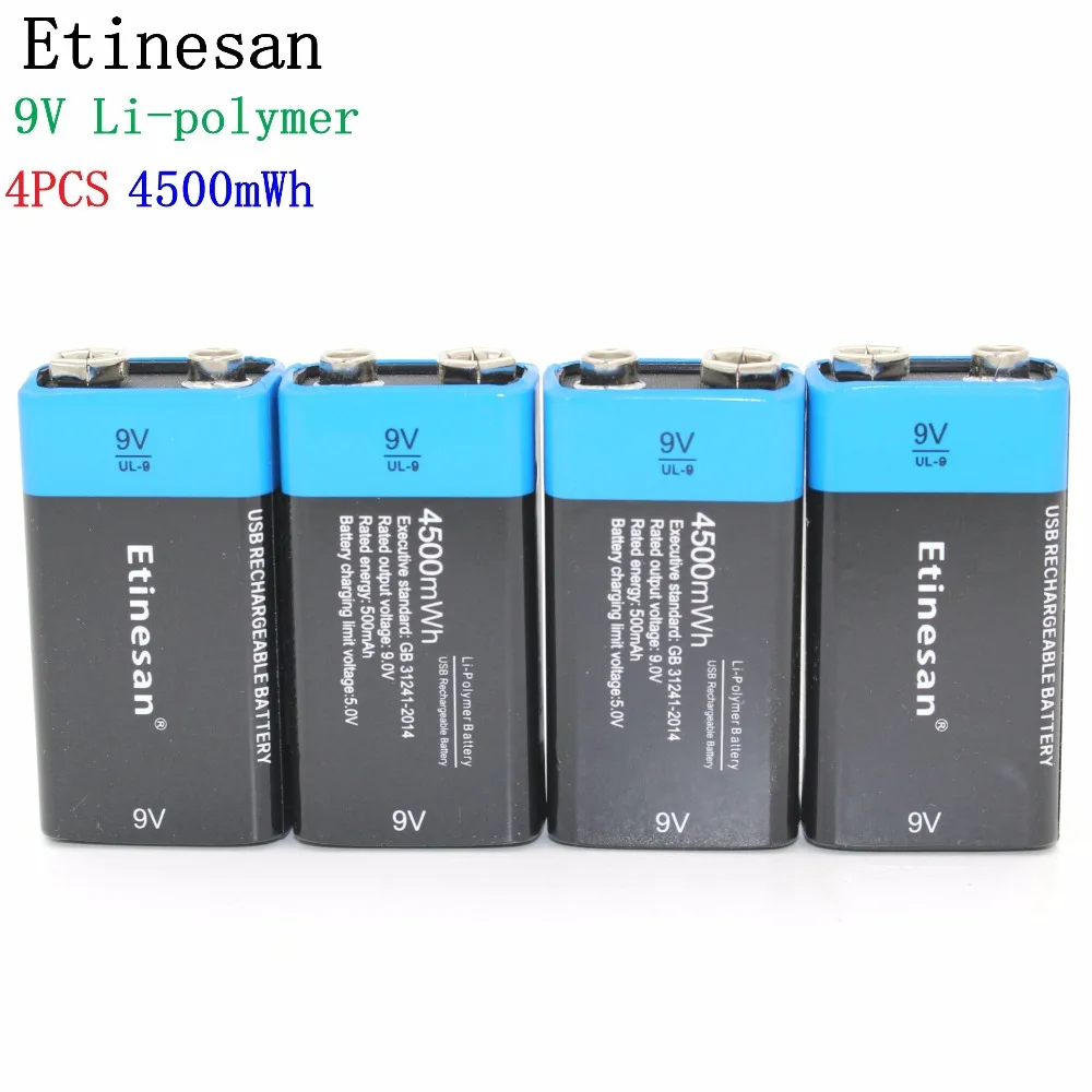 

SUPER! Etinesan 9V 4500mWh lithium batteries li-polymer li-ion rechargeable battery for toy,game,multimeter,microphone ect.
