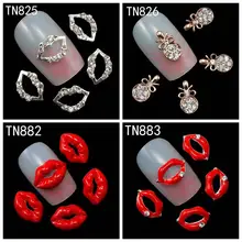 Blueness 10 шт. Стразы для ногтей шпильки серебряные красные губы ожерелье подвеска 3D дизайн ногтей украшения блестки инструменты для ногтей