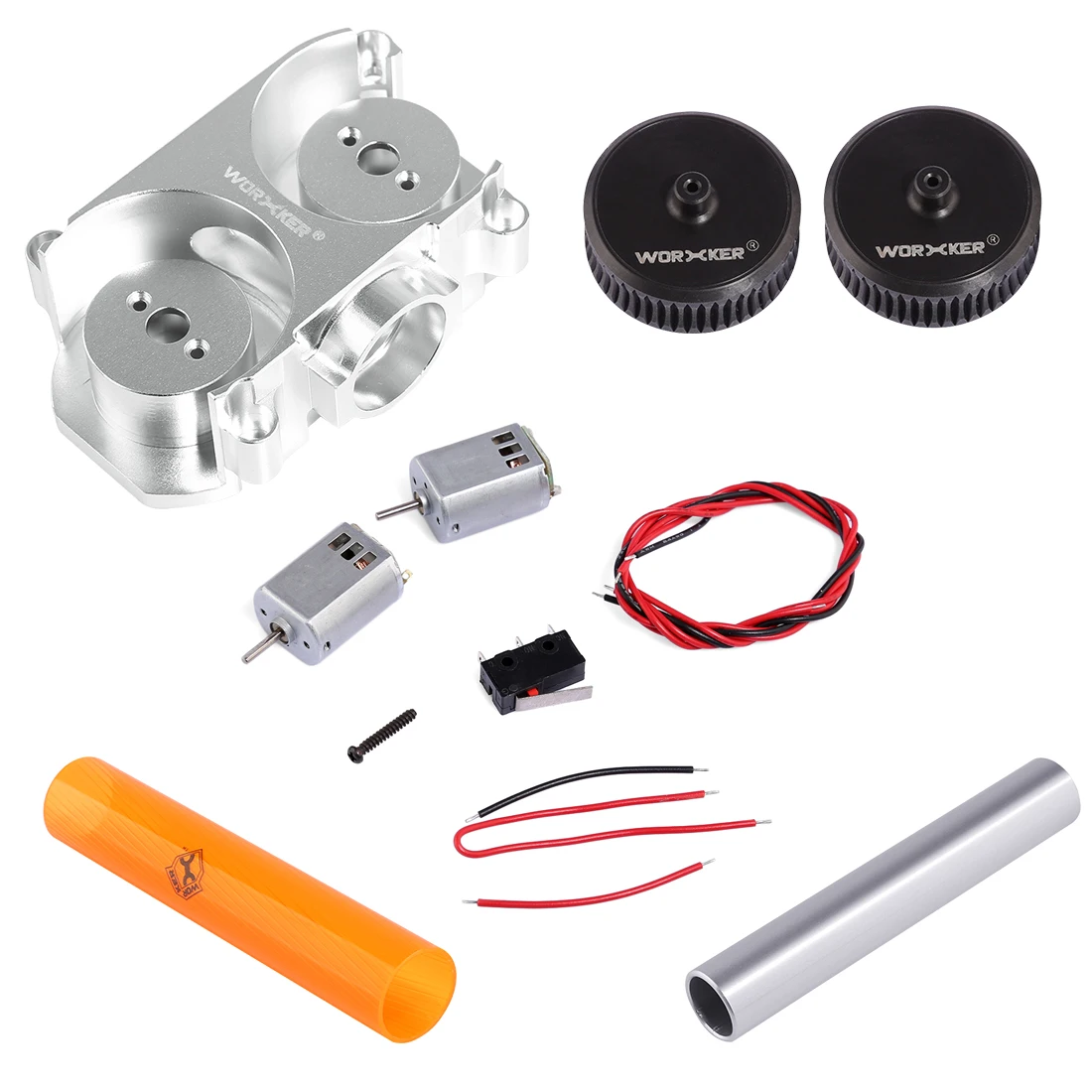 

WORKER ABS Modified Straight Grained Flywheel Wheel+ Plastic Threaded Pipe+Aluminium Tube+Flat Flywheel Cage +132 Motor for NERF