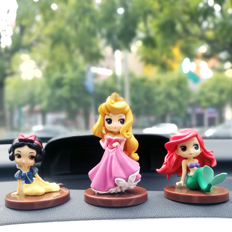Disney 3 шт./компл. Kawaii Q Vesion Принцесса Белоснежка Белла Золушка Русалка Жасмин ПВХ