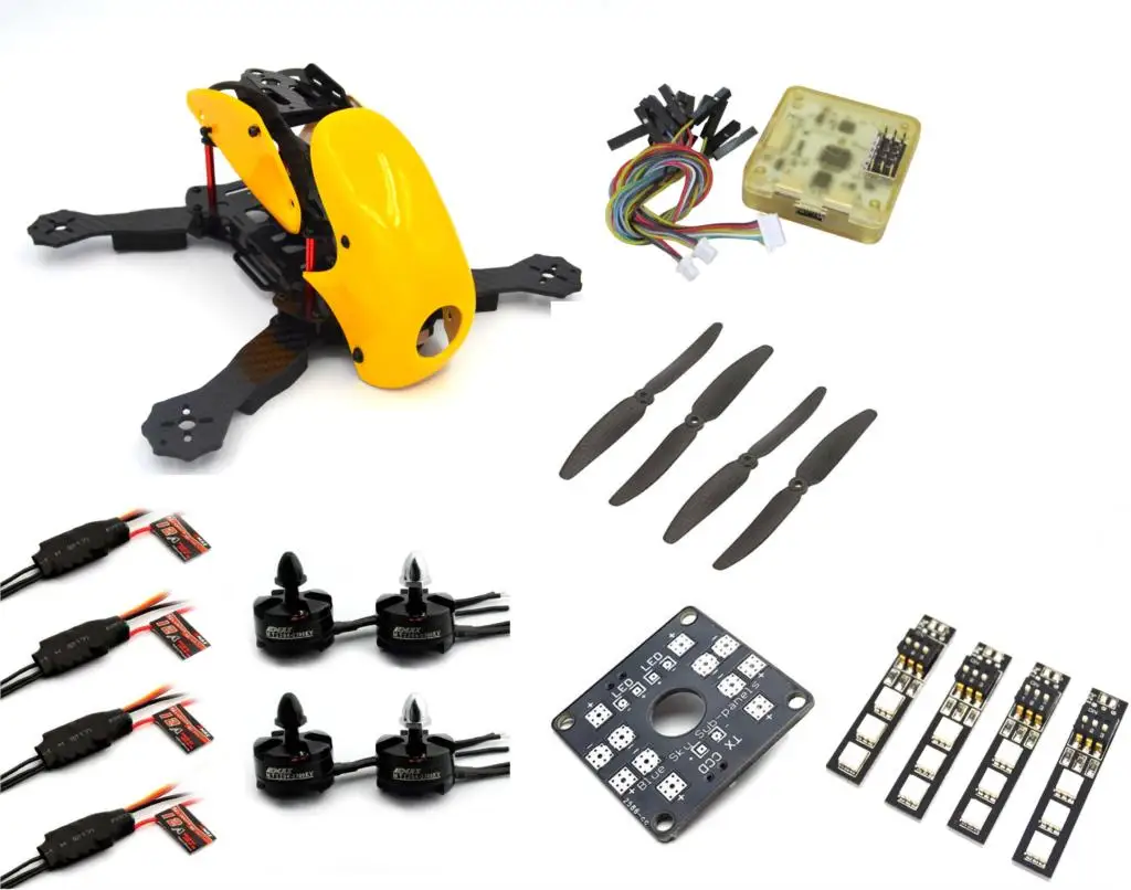 Robocat 4-Axis Carbon Fiber Quadcopter Frame CC3D 2204 Motor 12A ESC props ~Yellow