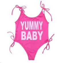 Одинаковые купальники для всей семьи для женщин, мам и детей, для маленьких девочек, Цельный купальник с буквенным принтом, пуш-ап, бикини, купальный костюм, пляжная одежда