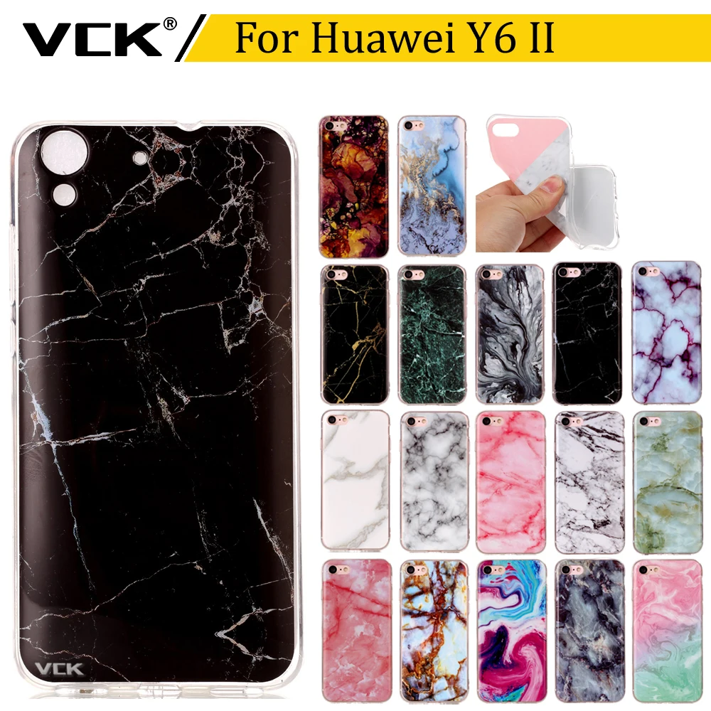 VCK для Huawei Y6 2 II 5.5 дюймов Модные Силиконовые Мягкий ТПУ Гранит Мрамор узор роспись