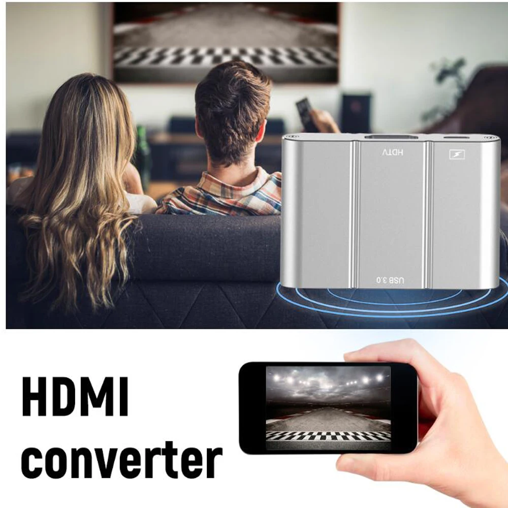 Алюминиевый сплав Micro USB 3,0 к HDMI 1080 P видеокабель HD HDMI конвертер адаптер для Android IPhone для HD tv Plug Play